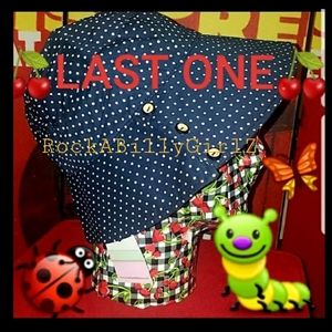 Tatyana Dotty Retro 50's Blue White Polka Dot Beach Bonnet Garden Hat w Buttons